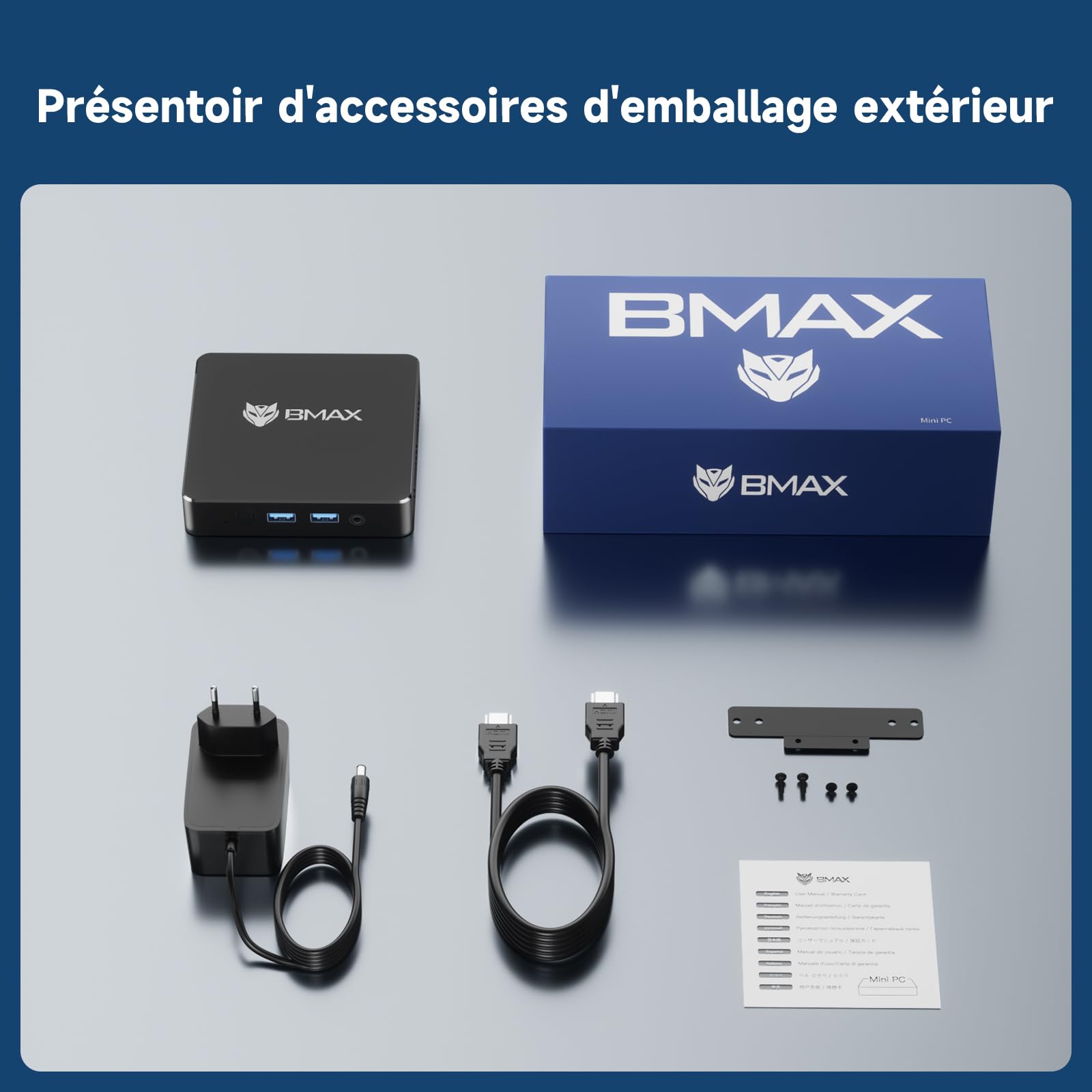 BMAX B1 Mini PC 8 Go LPDDR4 128 Go eMMC W-11 Gemini Lake N4000 (jusqu'à 2,6 GHz) Double écran Prend en Charge 4K HDMI, WiFi 2,4 G/5 G, Bluetooth 5.0 PC Domestique, Ordinateur de Bureau