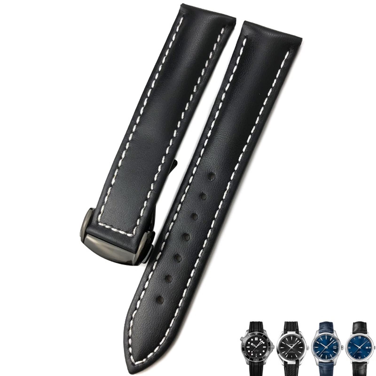 Bracelet montre cuir vachette Omega Speedmaster 22mm entrecorne agate - 8