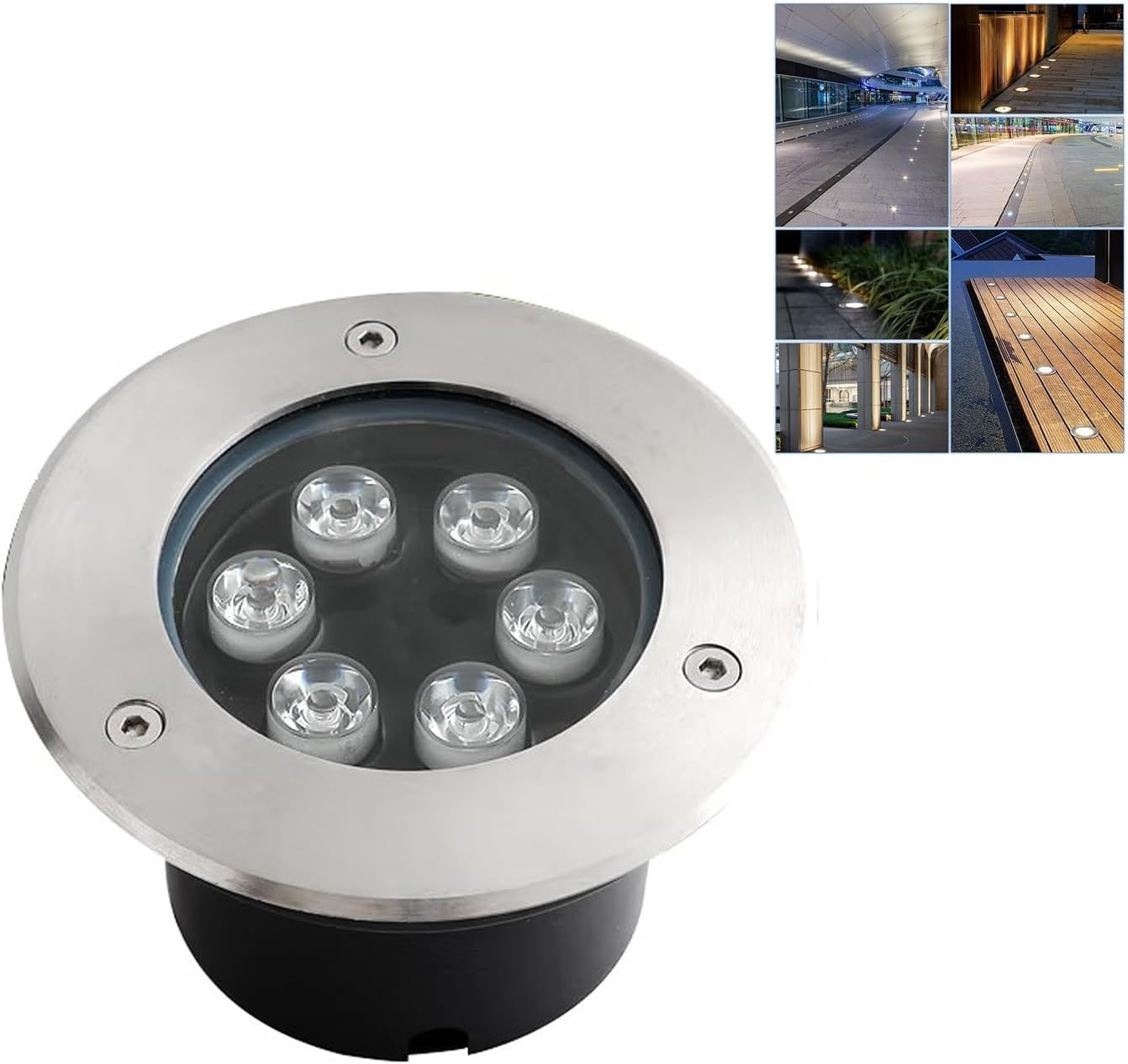 PUROXX LED In Ground Lights Recessed Underground Light IP66 Waterproof Outdoor Round Buried Lights AC85-265V Spotlight for Garden Walkway Driveway Deck Patio Landscape Lamp (Color : White, Size : 12 (