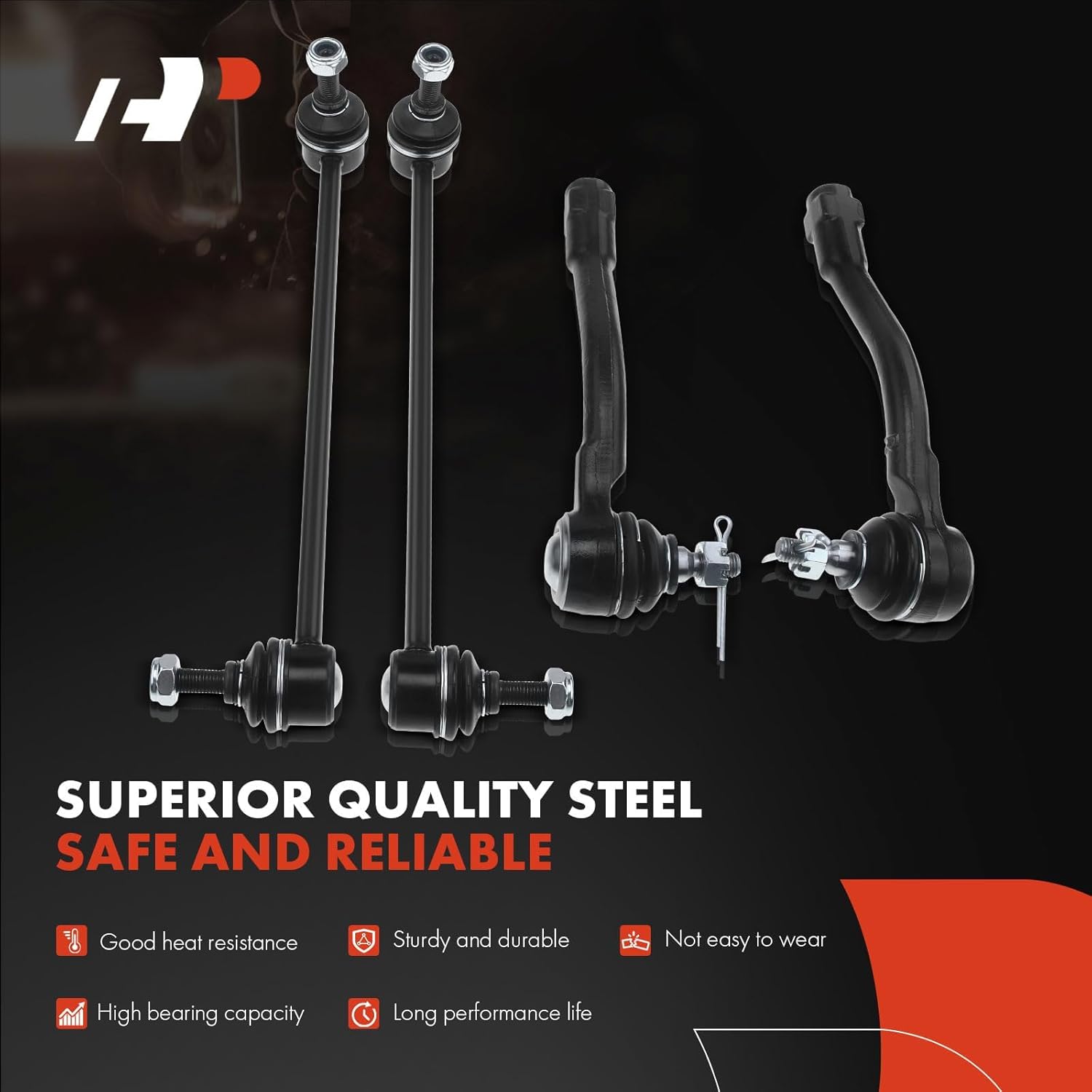 A-Premium Set of 4, Front Sway Bar Link, Outer Tie Rod End, Compatible with Hyundai Accent 2006 2007 2008 2009 2010 2011