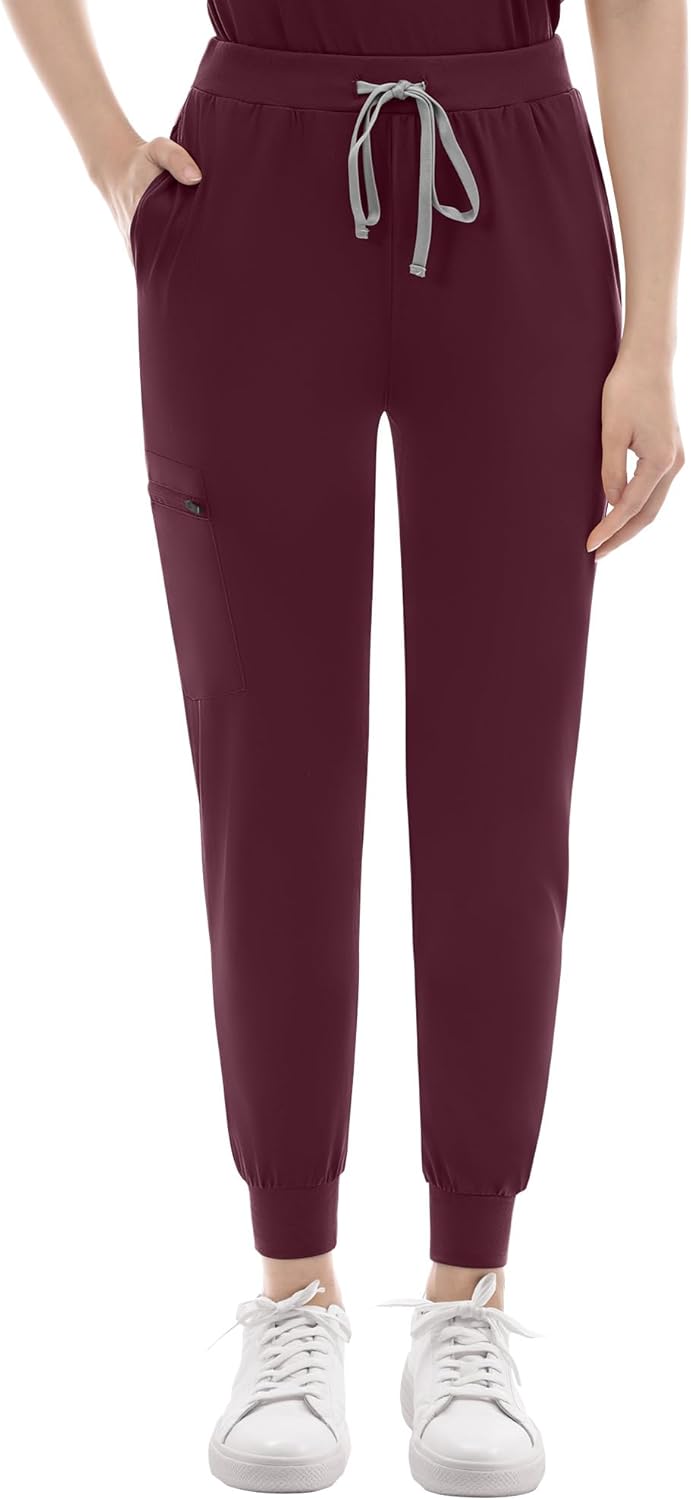 Medical Scrubs Set for Women - Classic V-Neck Top & Jogger Pants with Stretch Nursing Uniform Scrub Suit - Image 7