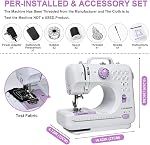 Mini Sewing Machine for Beginners (Includes Cover with Storage Pockets, Extension Table And Sewing supplies set), En/Fr Manuals Included PM-051-CA-A5