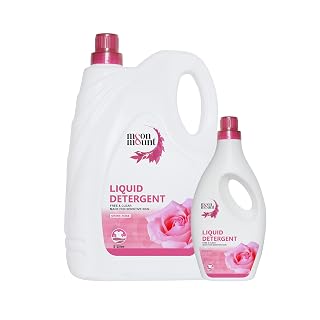 Moon & Mount liquid detergent, top load front load, detergent liquid for washing machine - balanced PH, Non-toxic 5+1L (Swiss Rose)