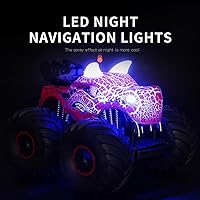 Vista 5 de Threeking 118 Dinosaurio RC Auto Control Remoto Autos Camiones Juguete 4WD Off-Road Car Juguetes con Luces Spray Adecuado para Todo Terreno Regalos