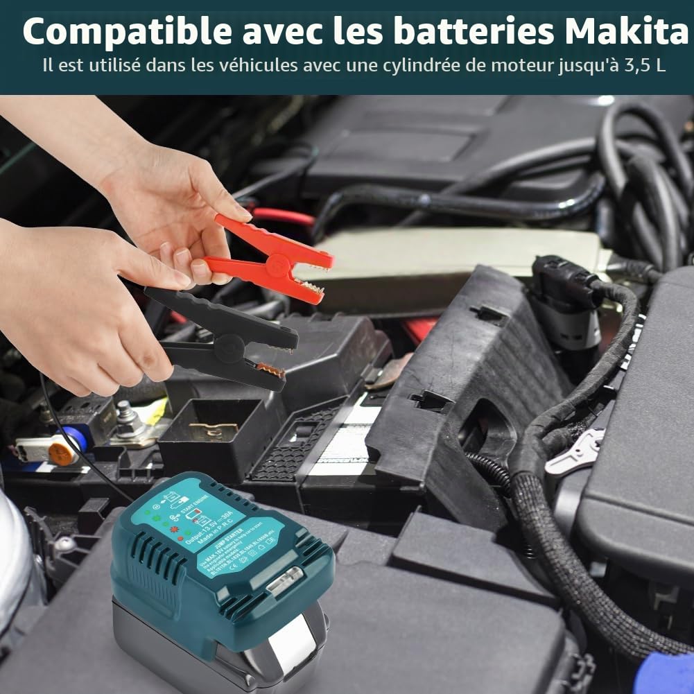 Flintronic Booster Batterie Voiture, Démarreur Batterie Voiture Portable, LED 12V Jump Starter avec Lumière LED Pince Intelligente, Protection Multiple,Auto Moto SUV Camion,pour Moteurs Diesel 3,0L