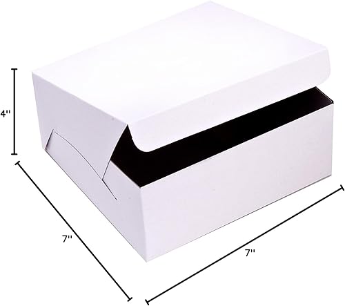 Miniatura 3 de Safepro 775, 7x 7x 5-Inch cartón Cajas para tartas, saca desechables de papel pastel contenedores, al por mayor caja de panadería blanco, Blanco