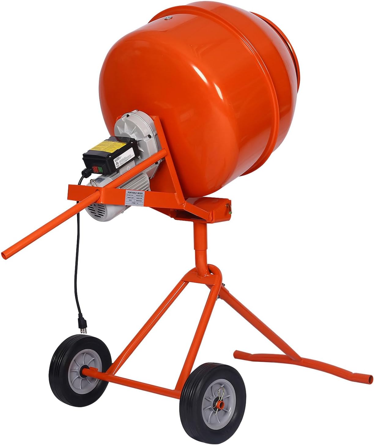 5.0 Cu. Ft. Electric Cement Mixer – 1/2 HP Portable Concrete Mixer with Copper Motor, ETL Certified, Tilting Drum & Wheels for Concrete, Mortar, Stucco & Feed Mixing