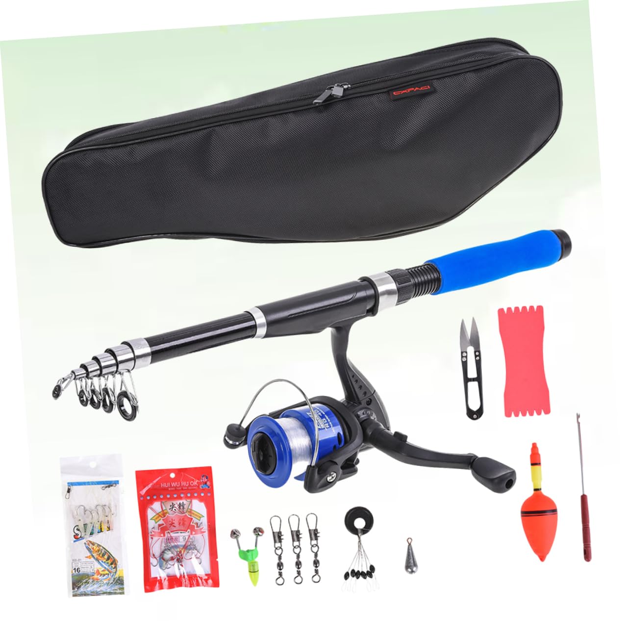 BESPORTBLE 1set Canna da Pesca Portatile Kit Completo di Attrezzatura per Pesca Leggero e Pratico per attività Outdoor per Principianti
