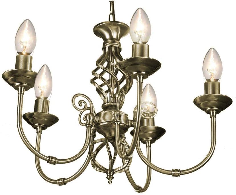 5 Light Antique Brass Classic Knot Twist Chandelier Ceiling Light Fitting