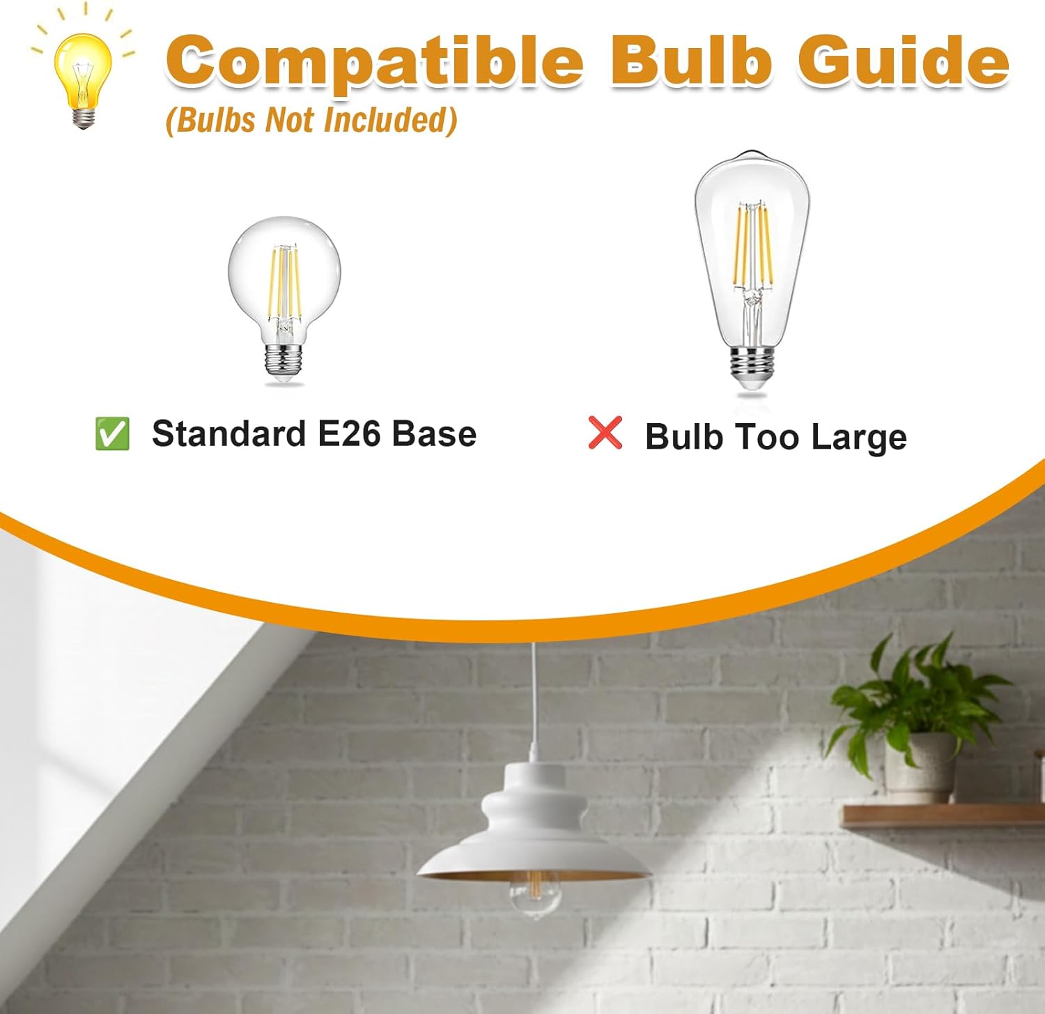 Pendant Light Fixture, Hanging Light for Kitchen Island Dining Room Bedroom Foyer, E26 Base Metal 1-Light Ceiling Lamp