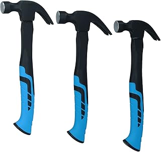 3pc Curved Claw Hammer Fibreglass Handle Nail Screw Remover 8oz 16oz 20oz