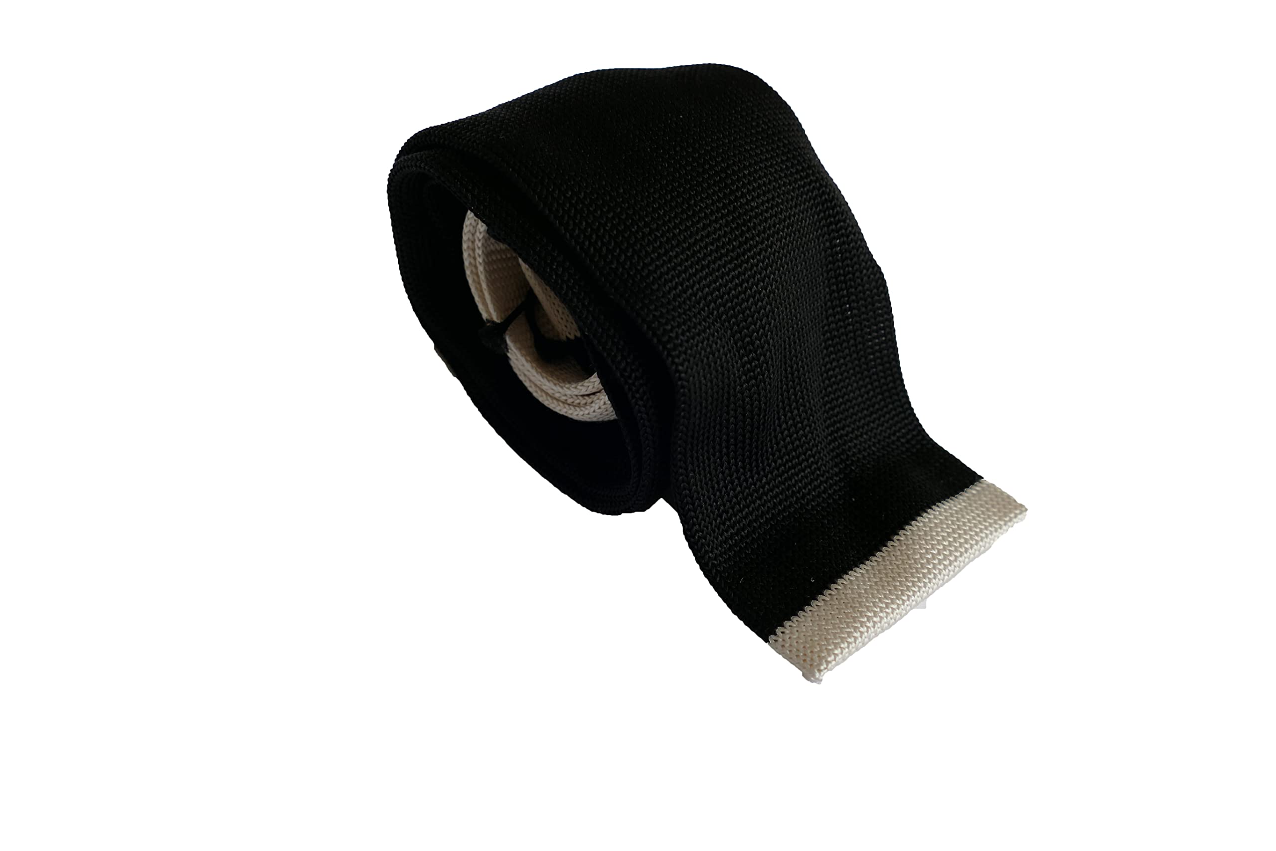 HUGO BOSS Corbata delgada de punto para hombre en crema blanco roto y negro 100% seda 50200302, Negro, Taille unique