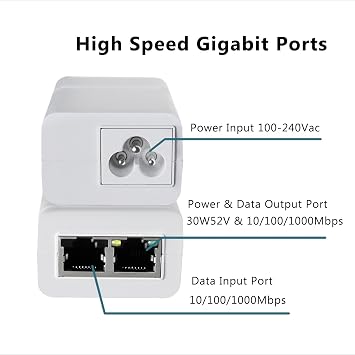 Gigabit PoE+ Injector 30W, IEEE802.3at/af Compliant PoE Injector Adapter
