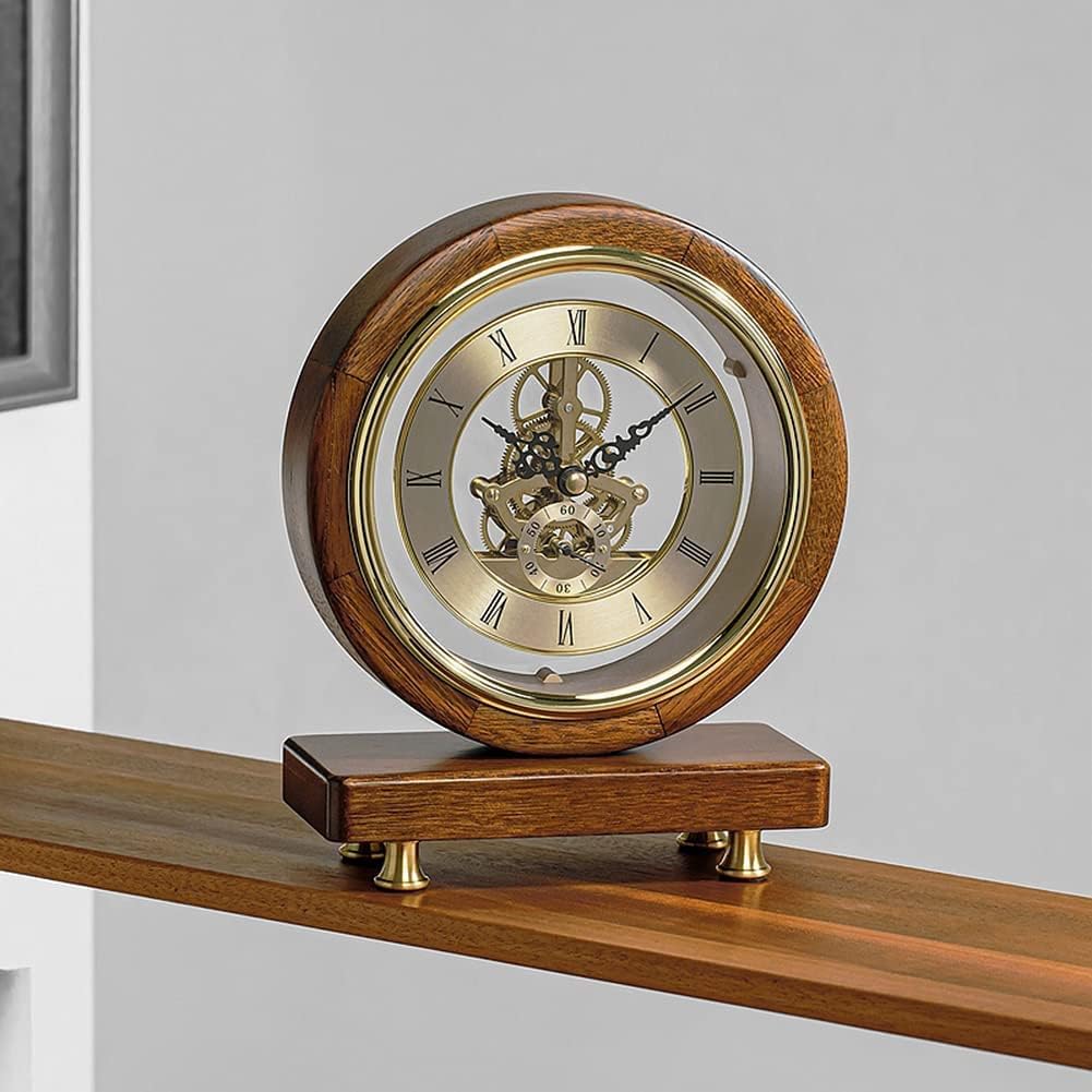 Mantel Clock,Modern Silent Decor Wood Table Desk Clocks Battery Operated,Wooden Design for Living Room,Fireplace,
