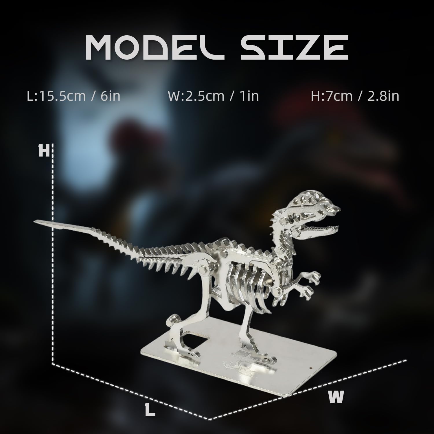 Kolotesame Dilophosaurus 3D Metal Puzzle Wolf Model for Adults DIY Dinosuar Skeleton Building Kit - Image 2