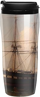 Vintage Ship Ferry Port Travel Mug Insulated Tumbler Hot Iced Coffee Cup with Leakproof Lid 350ml