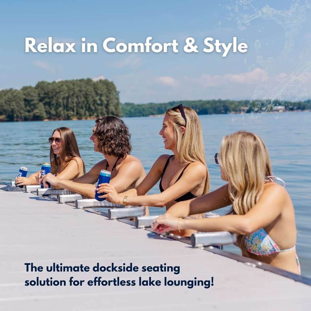 LakeEze Swim Stool (Seafoam, Pair) – Premium Dock Accessory for Water Seating – Adjustable Height for Docks, Pools & Waterside Use – Built-in Cup Holder – UV-Resistant, Durable, Made in the USA