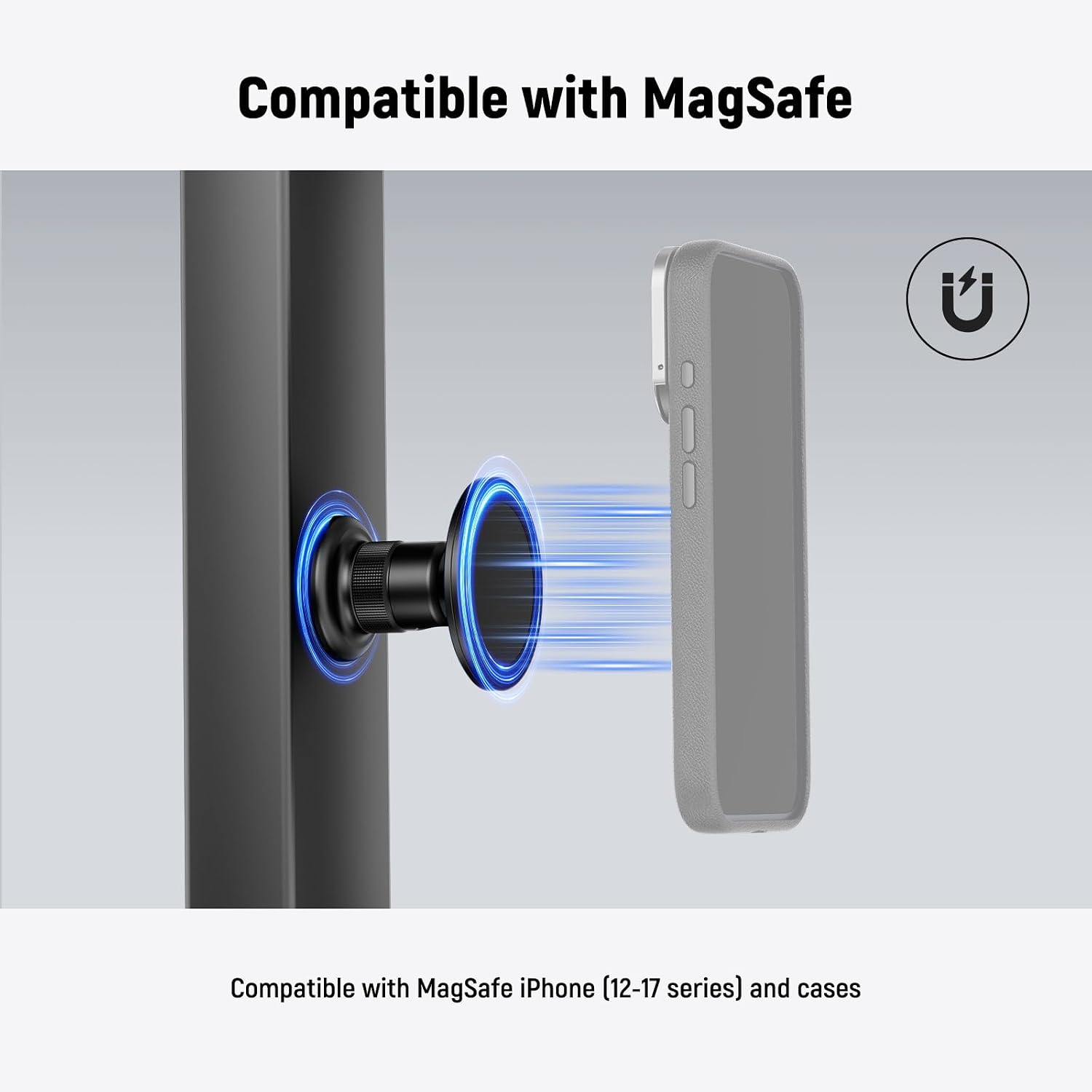 NEEWER Magnetic Phone Tripod Mount Compatible with MagSafe iPhone, Gym Golf Cart Phone Holder, 360° Ball Head Adapter Mount with Metal Ring & Detachable Base for Selfie Stick Tripod, PA072 image 2