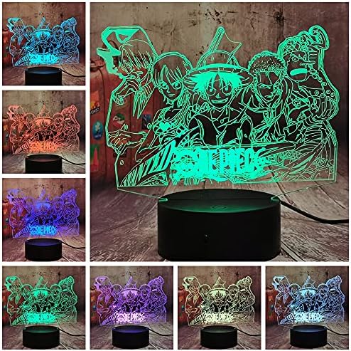 Monkey D Luffy Roronoa Zoro Night Light Anime 3D LED Children Lamp Vinsmoke Sanji Nami Usopp USB Remote16 Color 4 Flash Mode Room Decor Sleep Table Light Holiday Kid Toy Boy Birthday Xmas Gift