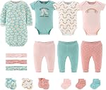Ensemble layette pour bébé fille The Peanutshell - Ensemble cadeau de 16 pièces pour nouveau-né, arc-en-ciel floral, multi, 0-3 mois