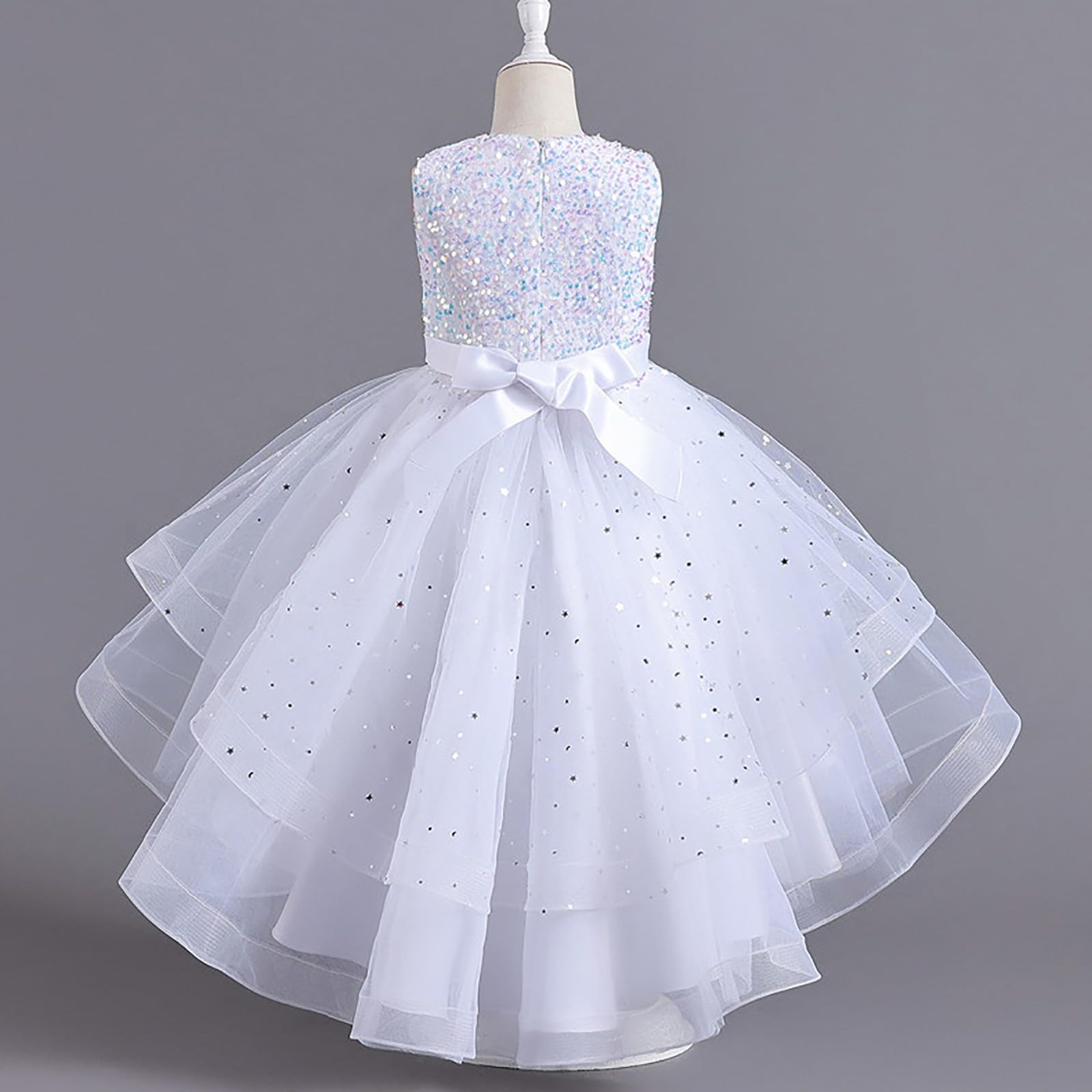 Abito da principessa per ragazze, in tulle con paillettes, per feste di compleanno, matrimoni, damigelle d'onore, abito da sera formale da ballo