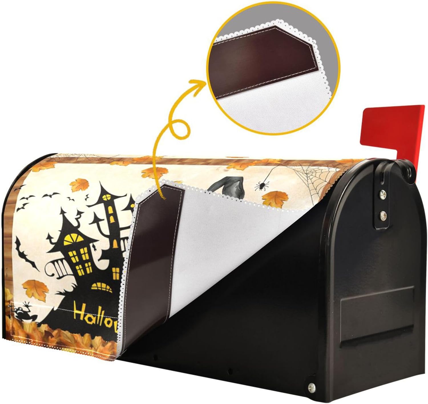 Wusikd Halloween Gnome Mailbox Cover Magnetic Standard Size Cat Pumpkin Mailbox Covers Letter Post Box Cover Wrap Decoration Welcome Home Garden Outdoor 21" Lx 18" W
