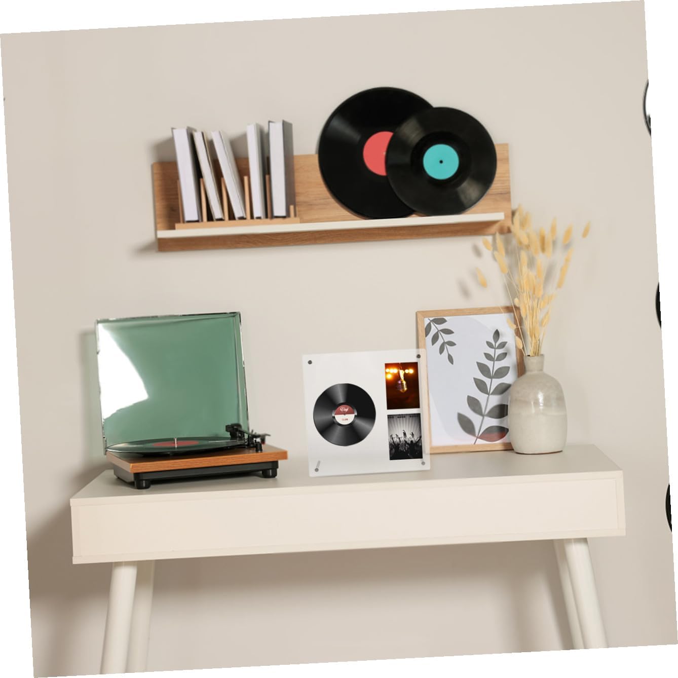 INOOMP Acrylic Photocard and CD Holder Stand with 3-tier Slot Display, Protective Album Frame for Kpop and Vinyl Record Display, 1 CD + 2 Small Cards Organizer for Home and Collectors