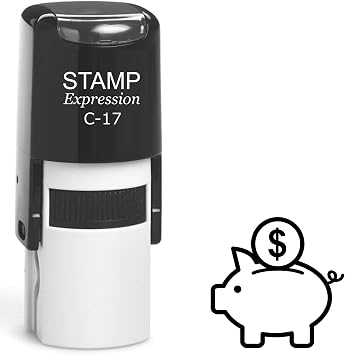 stampexpression - Piggy Bank with Dollar Sign Self Inking Rubber Stamp - Black Ink A-63240