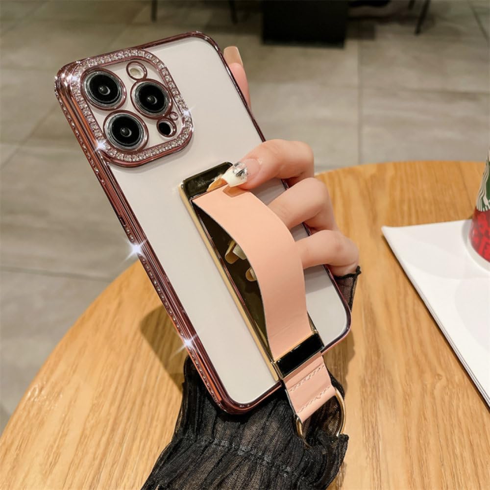 Funda con correa para la muñeca para iPhone 11 Pro evite caídas con estilo rosa 8