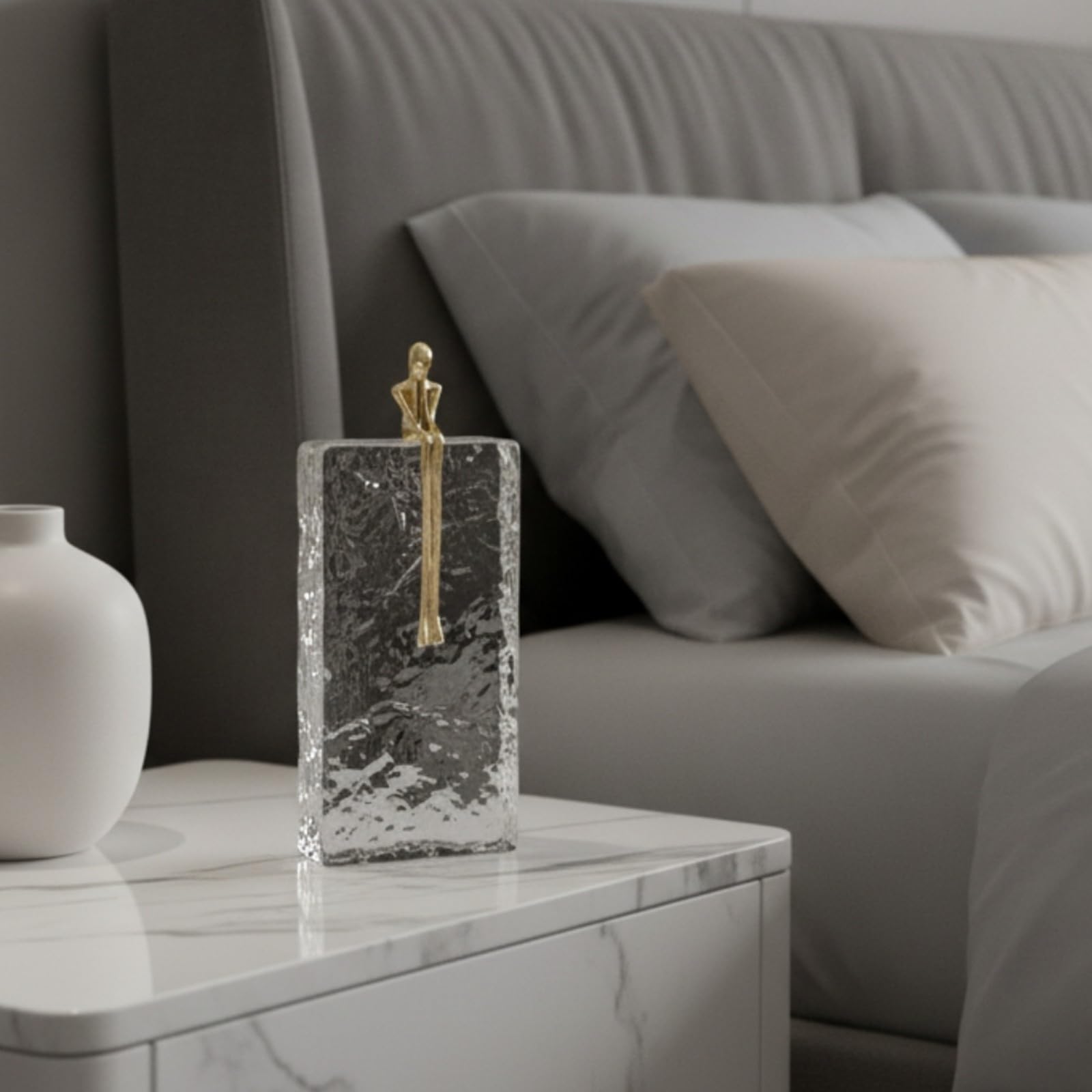 Statute Table Moderne | Statute Socle Transparent, Décoration, pr Salon, Bureau, 10x5.5x25cm