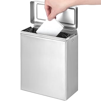 Sanitary Napkin Receptacle Wall Mounted Tampon Holder, Garbage Can for Bathroom Clean & Odor-Free Restroom for Home, Office & Public Restrooms Stainless Steel
