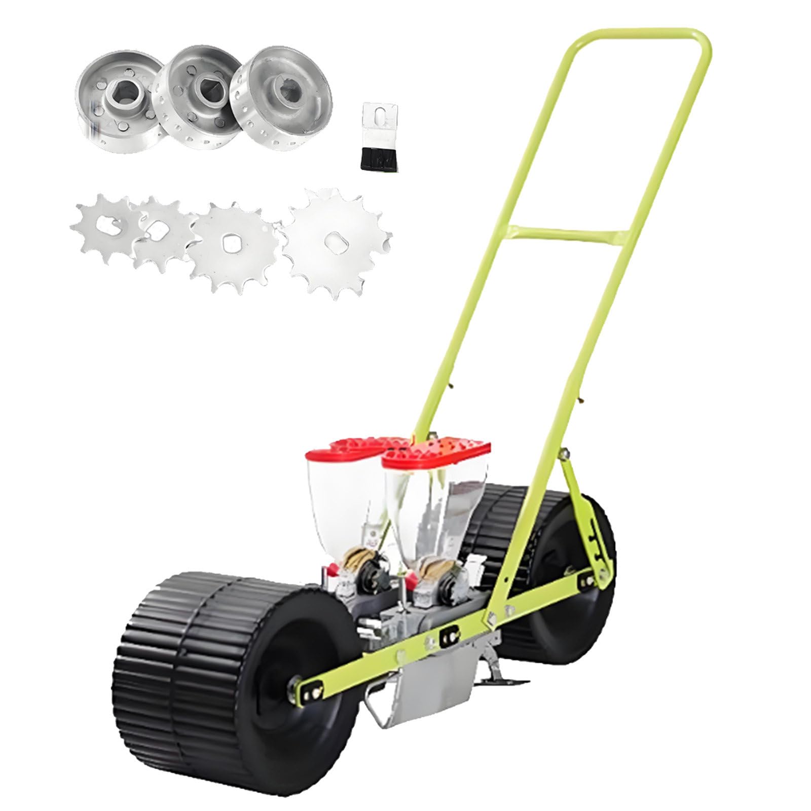 SICWEDIM Garden Corn Soybean Seeder, Hand-Pushed Vegetable Planter, Agricultural Seeder for Flower and Vegetable Seeds (2–10mm), Adjustable Row Spacing, Plant Spacing (2Rows)