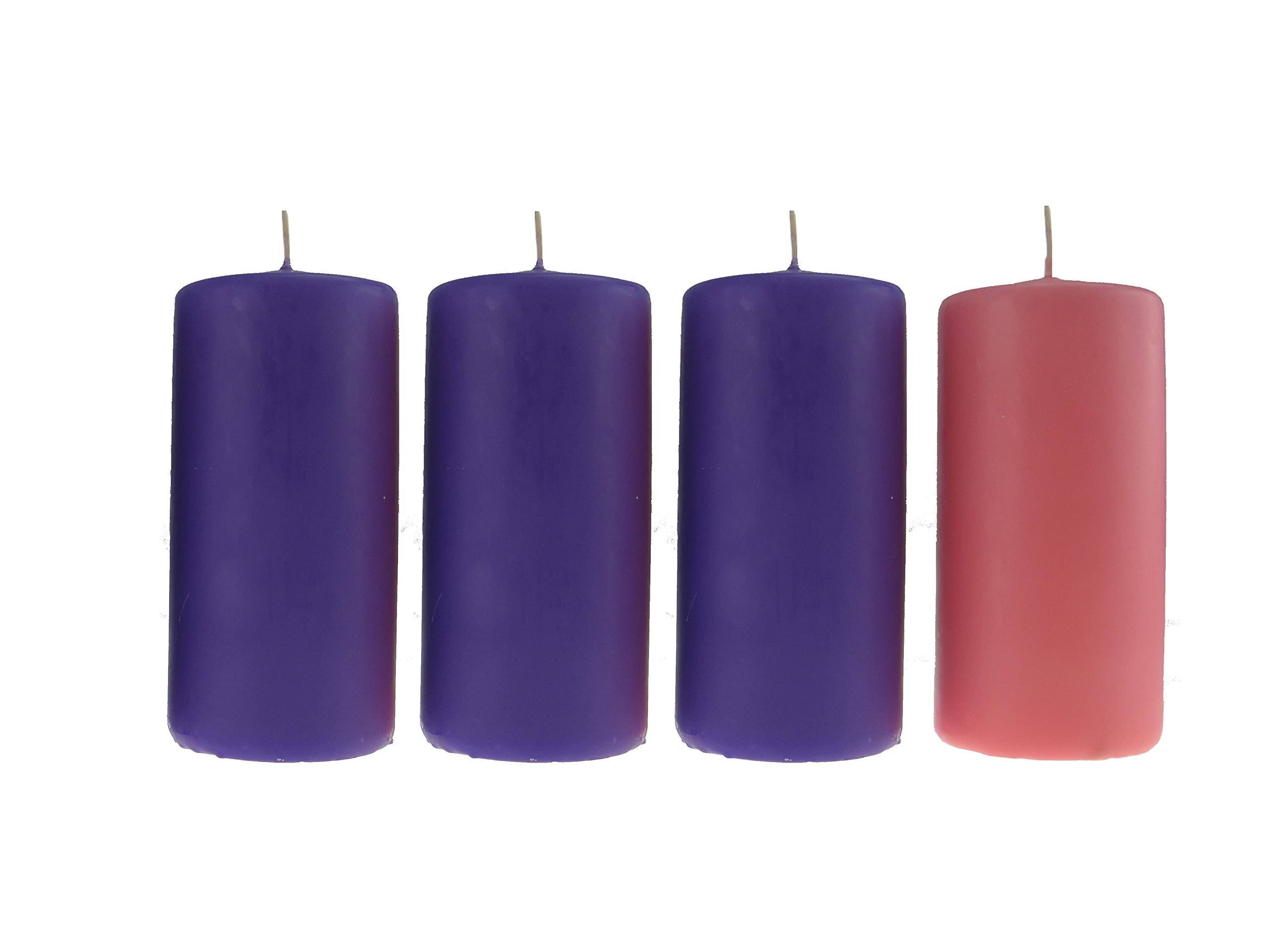 Lot de 4 Bougies de l'Avent Lilas - Grande Taille Artisanales