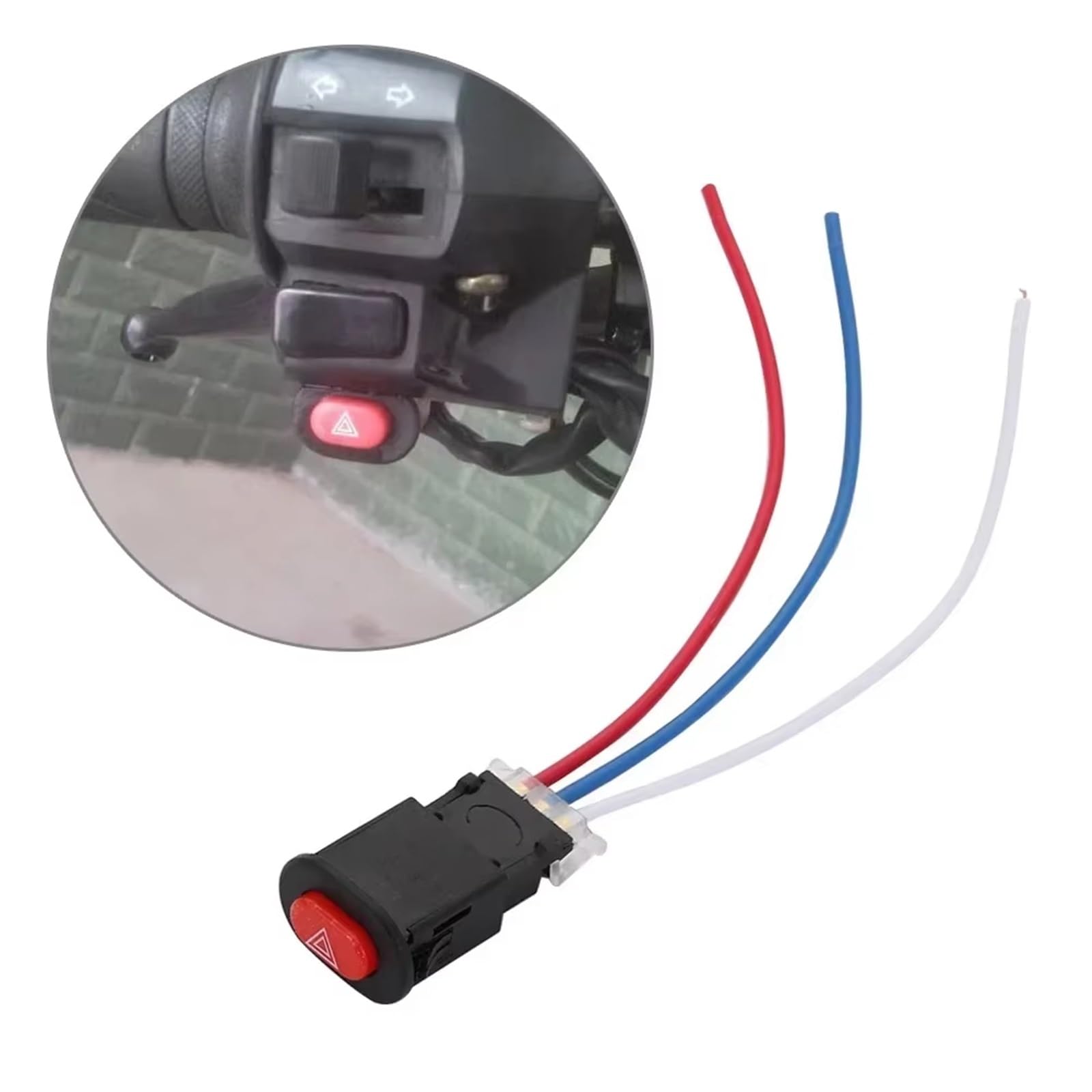 Interruptor de Encendido Longitud 100 Mm Interruptor Doble Intermitencia Motocicleta Interruptor Luces Emergencia Botón Advertencia Luz Emergencia Modificada Para Scooter Y Vehículo Eléctrico