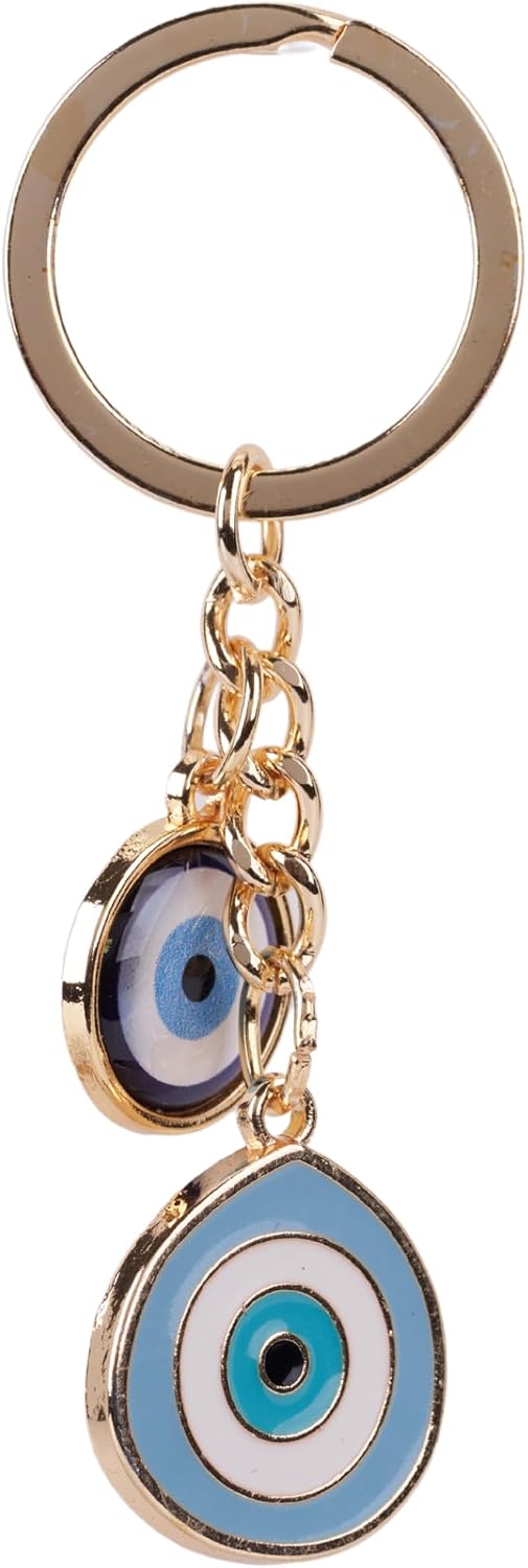 BCS Evil Eye Keychain Bag Charm - Good Luck & Protection Amulet - Car Keyring Purse Accessories for Women