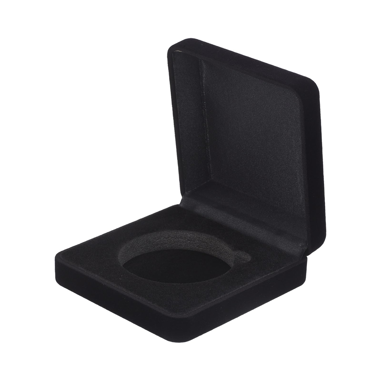 PATIKIL Velvet Challenge Coin Presentation Display Box, 55mm Coin Display Case Badge Gift Storage Protective Holder for Commemorative Medals Tokens Collection, Black