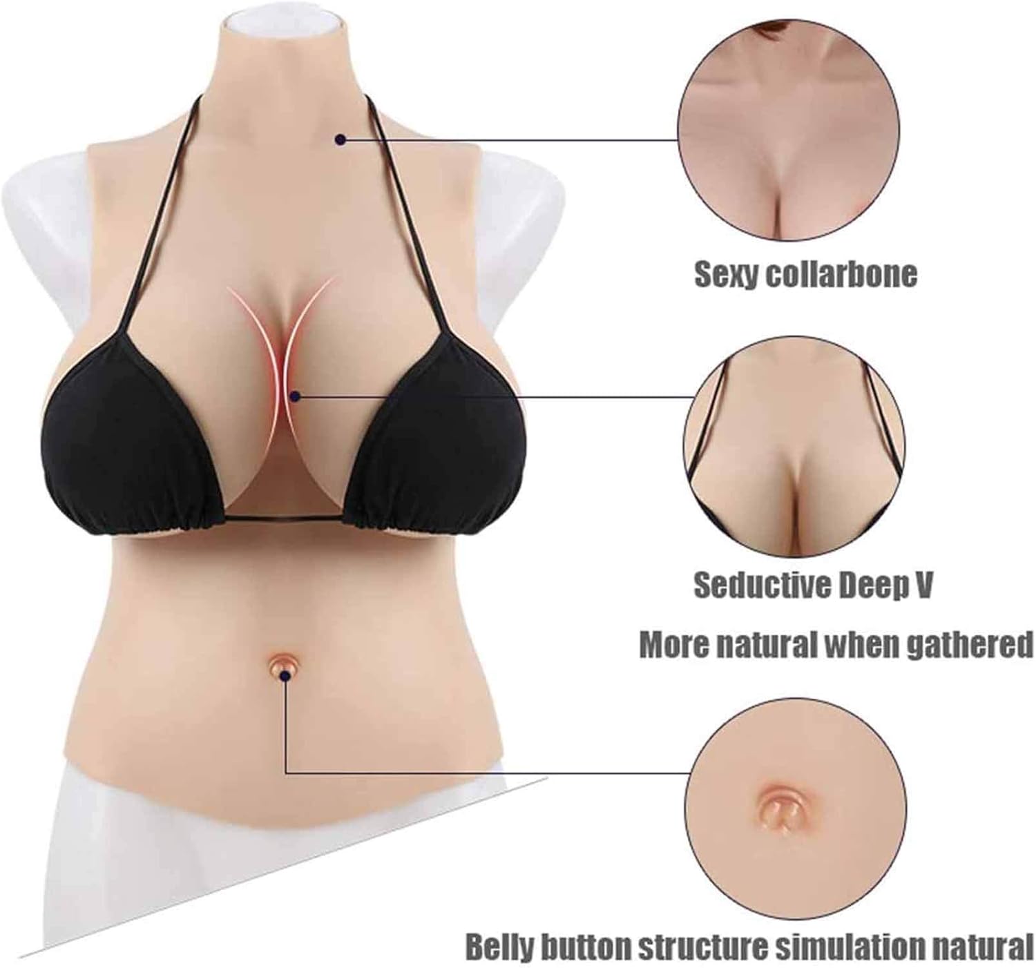 Silicone Breast Atificial Halfbody Fake Boobs Female Mastectomy Prosthesis Crossdresser Transgender Cosplay Costume for Drag Queen Shemale (Color : European Yellow, Size : E Cup)