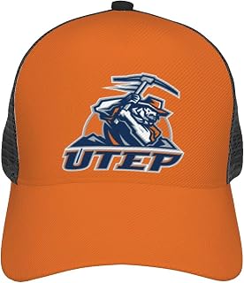 UTEP Miners Curved Brim Mesh Baseball Cap Casual Sun Hat for Unisex