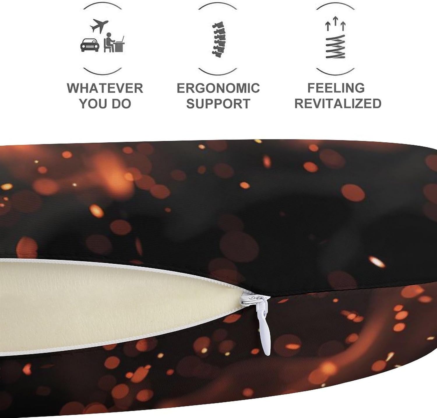 Orange Fire Travel Pillow U Shape Neck Pillow Washable Pillowcase for Sleeping Chair