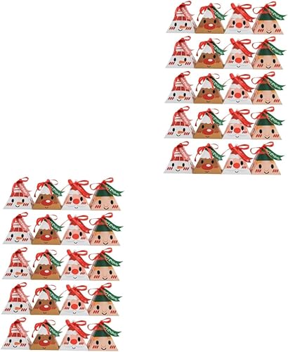 BESTOYARD 48 Pcs Triangle Candy Carton Stocking Stuffers Santa Gift Bags Stocking Stuffer Treats Xmas Party Favors Bag Stocking Stuffer Gifts Candy