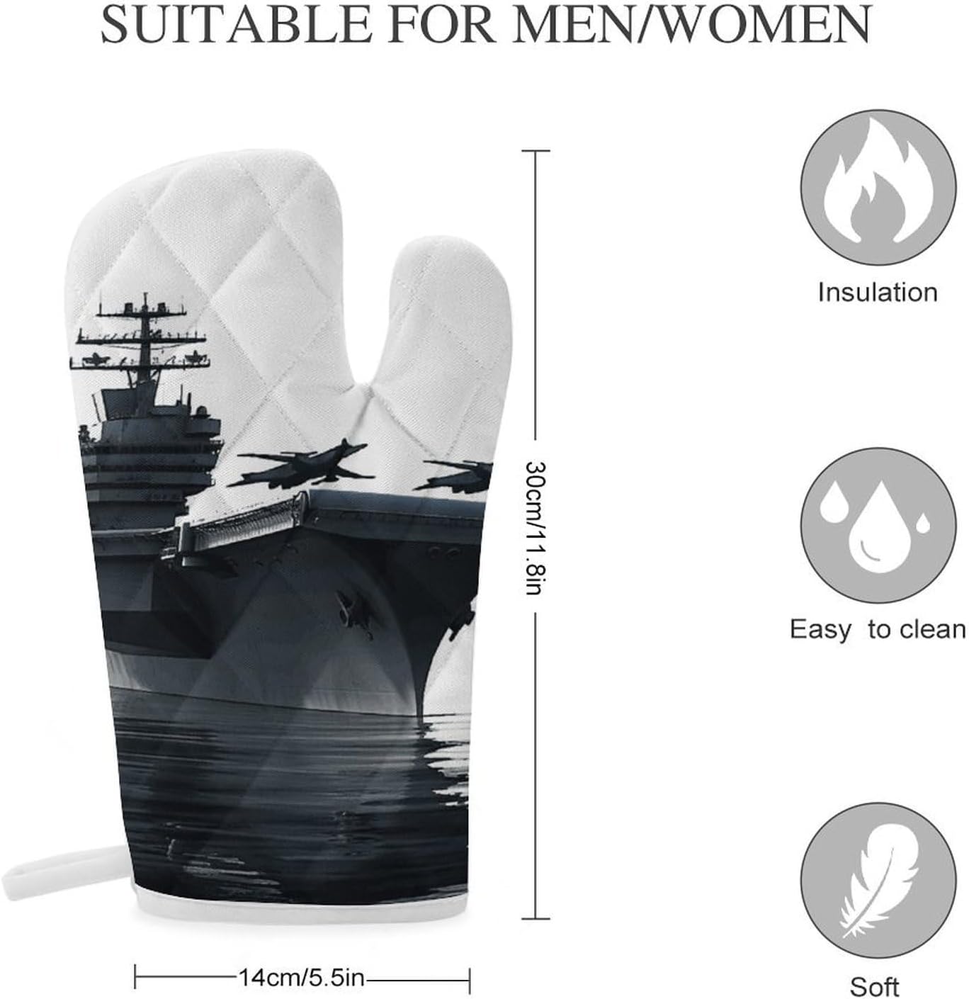 2 Pcs Oven Mitts Heat Resistant Kitchen Gloves Soft Safety Aircraft Carrier Oven Glove for Microwave, Barbecue