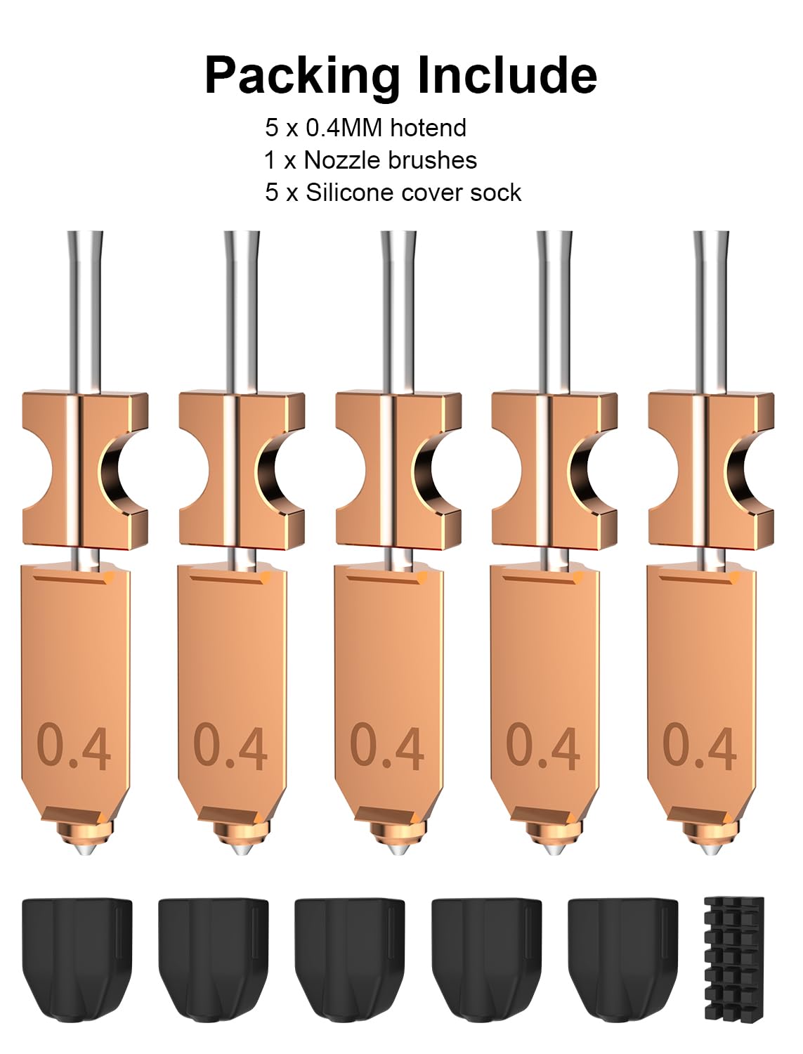 Upgraded 0.4MM Hotend Kit for Flashforge AD5X, Quick-Detachable Nozzles All Metal HTR 550°C, 32mm³/s High Flow,600mm/s High-Speed AD5X Parts (5 Packs)
