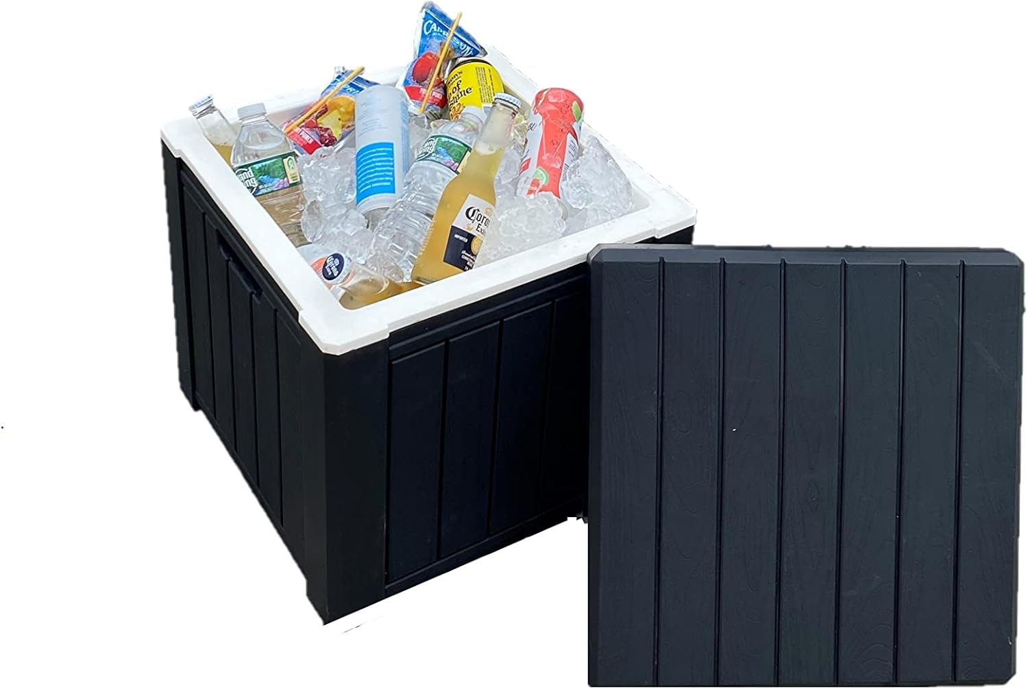 Ice Cooler/Storage Deck Box, and seat, Outdoor Ice Chest is Great to Use for Pool Accessories, Hot Tub Towel Holder, Toys, Gardening Tools, Sports Equipment, UV Resistant Resin,