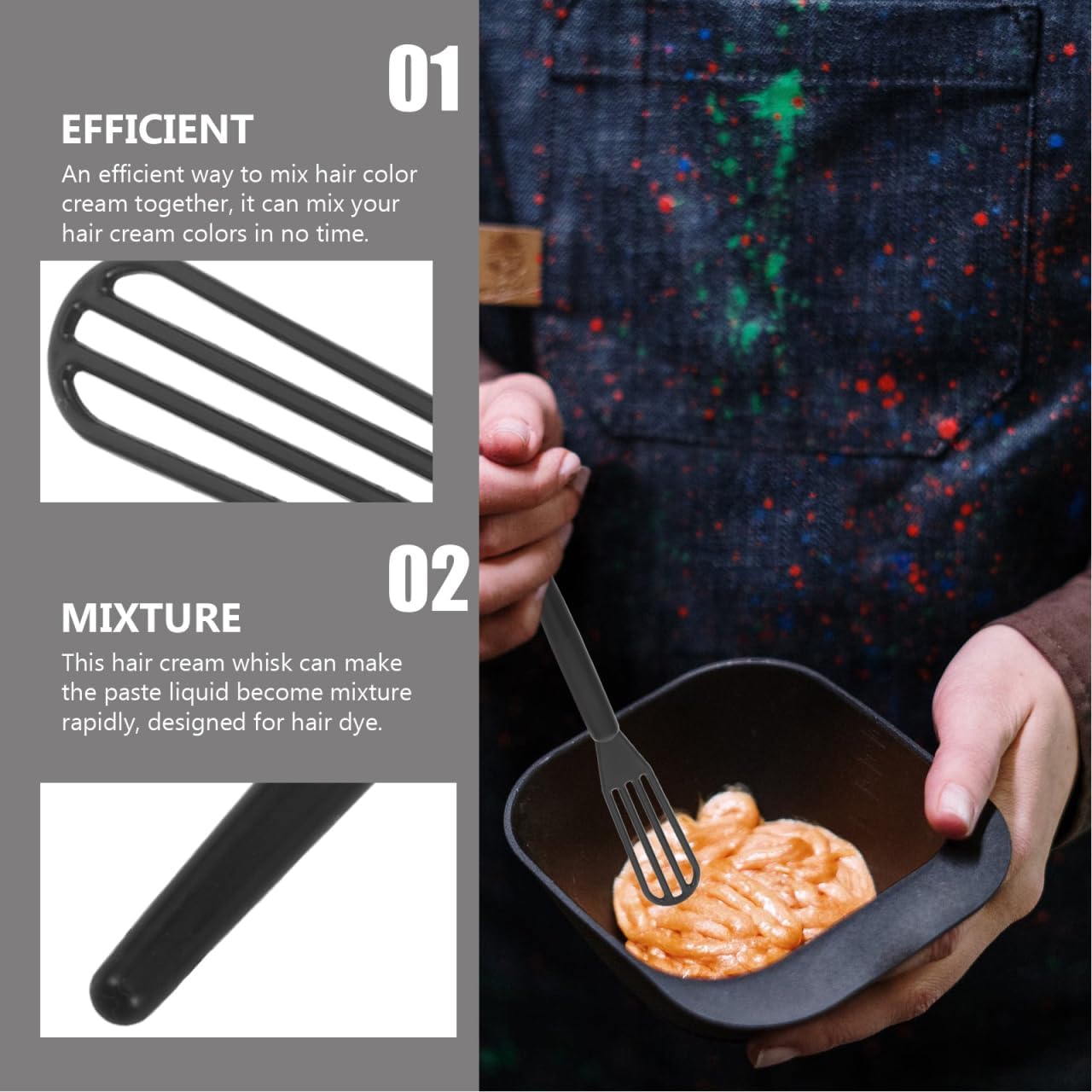 SOIMISS 10 Pcs Hair Color Whisk - Hair Dye Mixer Plastic Tint Cream Blender for Color Bowl Salon Supplies Hairstylist Barber Home DIY Applicator Tool