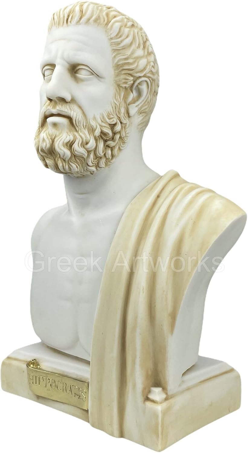 Hippocrates Father of Medicine Physician Portrait Bust Head Sculpture (Patina/Aged)