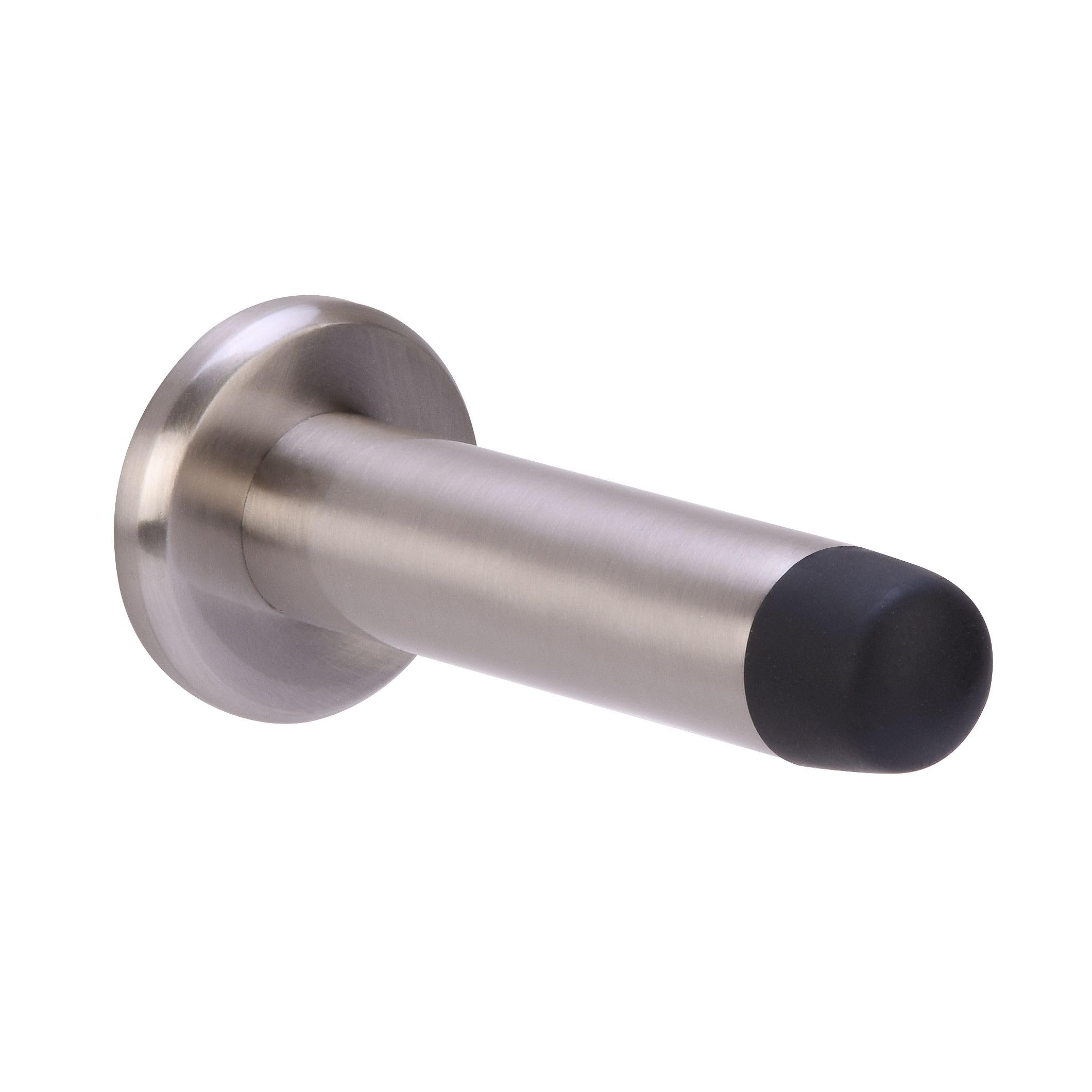 Direct Door Handles. Satin Nickel Direct Door Handles® 75Mm Projection Skirting Or Wall Mounted Door Stop Concealed Fix With Rubber Buffer In With Fixing Screws (Pack Of 1)
