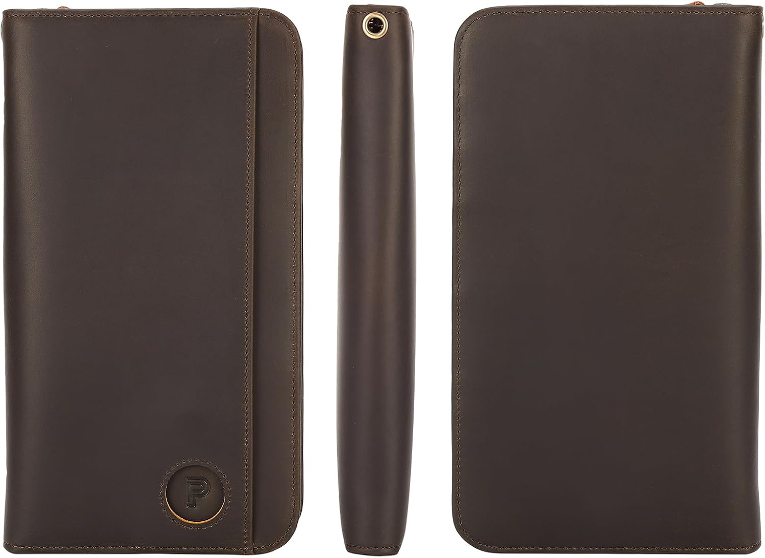 Polare Full Grain Leather Family Passport Holder Travel Documents Organizer RFID Blocking Wallet with Coin Pouch and AirTag Slot Fits 6 Passports - Image 9