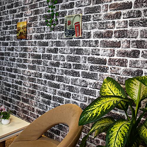 Dundee Deco 3D Wall Panels Brick Effect - Cladding, Charcoal White Stone Look Wall Paneling, Styrofoam Facing For Living Room, Kitchen, Bathroom, Balcony, Bedroom, Sample, Size 10 X 10 In. #TOP2