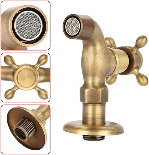 Miniatura 7 de Grifo de lavabo de baño, G12 montado en la pared, grifo vintage de latón macizo, cinta de agua fría con almohadilla de sellado y bolsa de