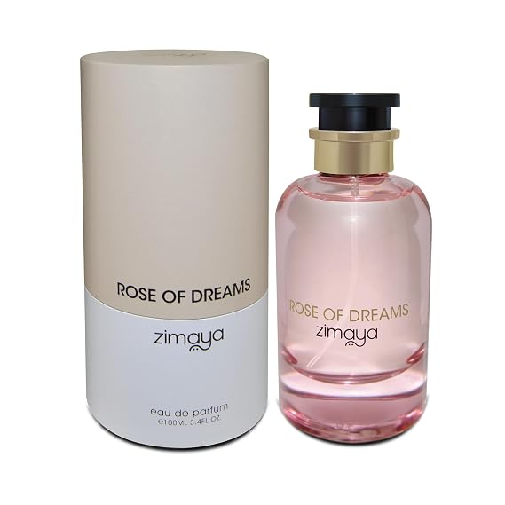 Zimaya Rose of Dreams Pour Femme Eau de Parfum, 3.4 Fl. Oz - Romantic Rose & Amber Scent with Peach & Musk Accents